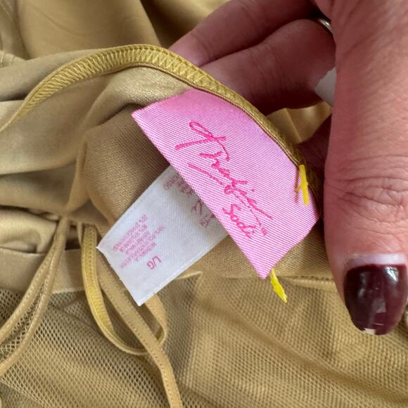 Thalia Sodi Y2K Silk Slinky Top Gold Women’s Size Large - Picture 5 of 5